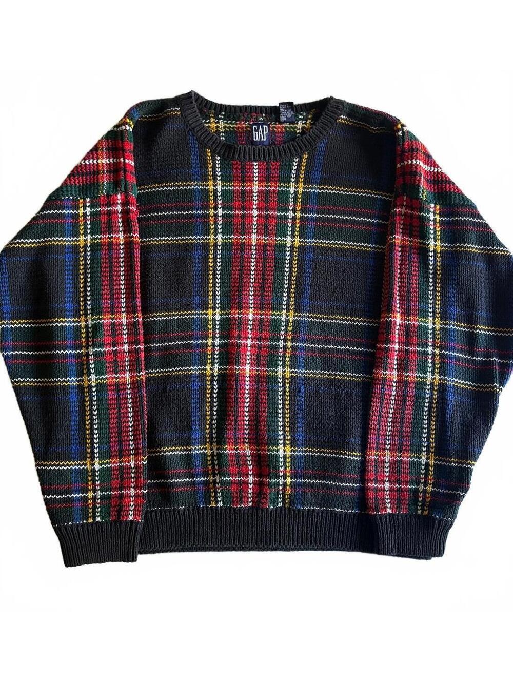 Vintage 90s GAP XL Cotton Plaid Pullover Sweater #preppy #relaxedfit #holidays